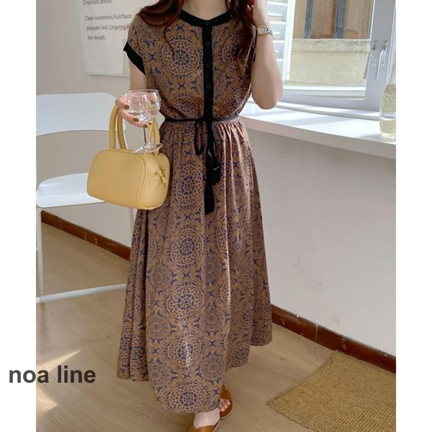 ロングワンピース フレンチスリーブ