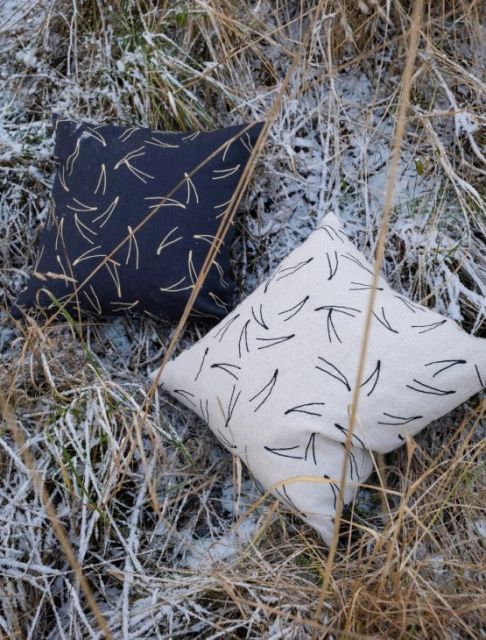 FINE LITTLE DAY BARR EMBROIDERED CUSHION COVER - BLACK no.1683 48x48cm クッションカバー 刺繍 ファインリトルデイ TALLINNNEXPO_COM