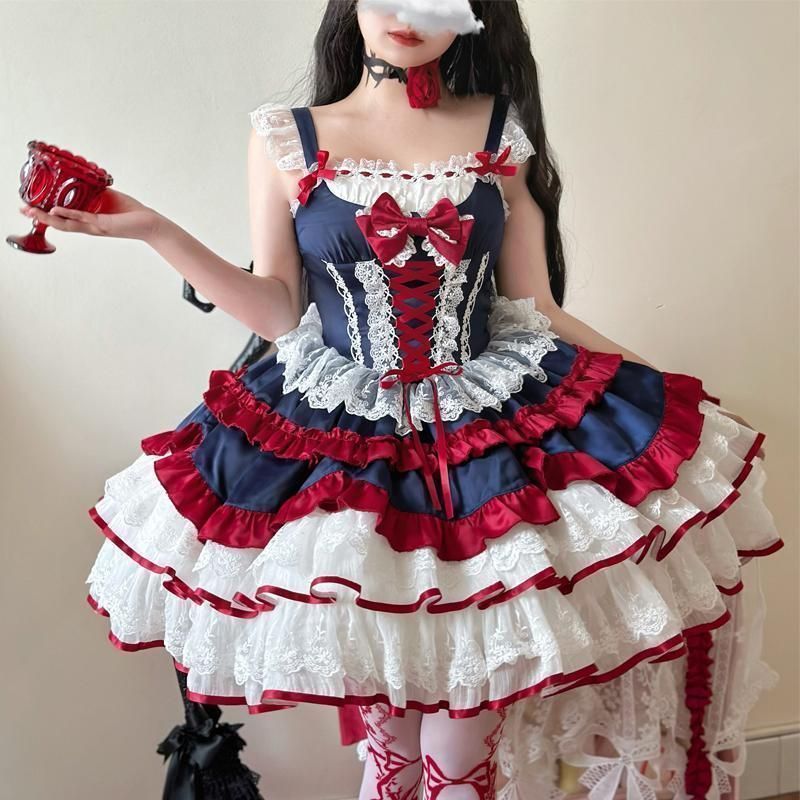 25年 コスプレ ドレスロリータセット 仮装 オリジナル 洋服 ロリータ ワンピース フリル 撮影会 舞台 イベント 618-30