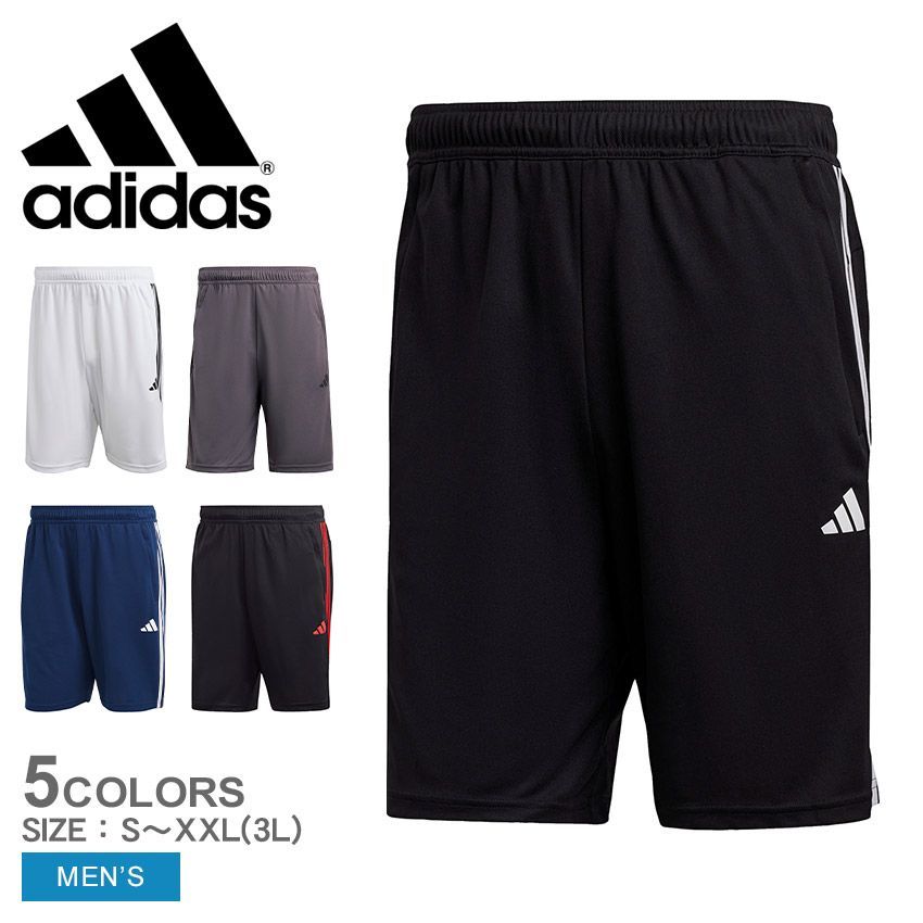 アディダス ハーフパンツ BXH47 メンズ トレイン エッセンシャルズ ピケ スリーストライプス トレーニングショーツ ADIDAS カラー:04.ダークブルー×ホワイト 品番：2457-1140