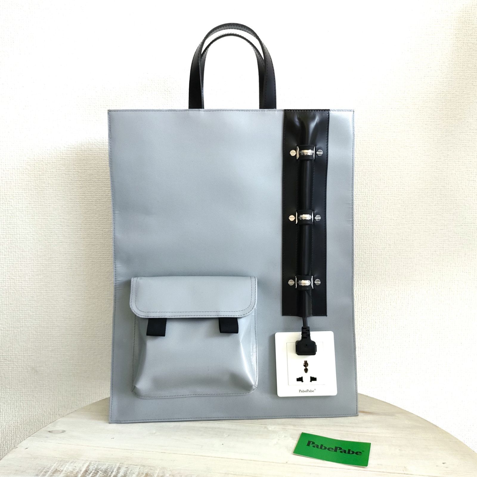 【PabePabe】Socket tote bag (Grey)