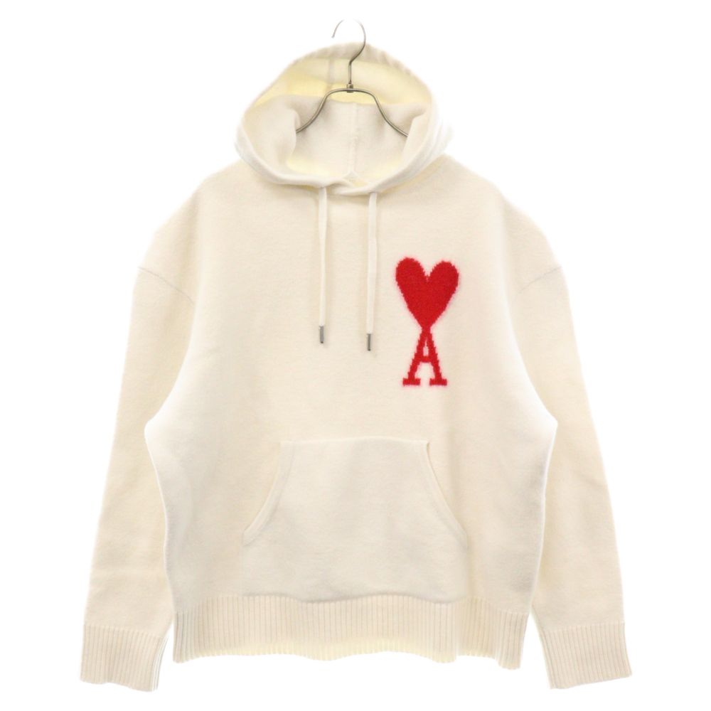 AMI Alexandre Mattiussi (アミアレクサンドルマテュッシ) AMI DE COEUR CREW NECK ハートAロゴ  クルーネック ニットパーカー UKS802.018 ホワイト - メルカリ