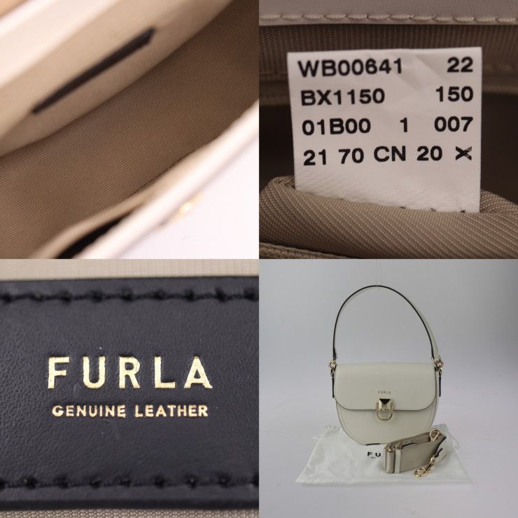 Furla フルラ CIRCE Crossbody S ハンドバッグ WB00641 レザー アイボリー系 ゴールド金具 2WAY ショルダーバッグ  ポシェット 【本物保証】