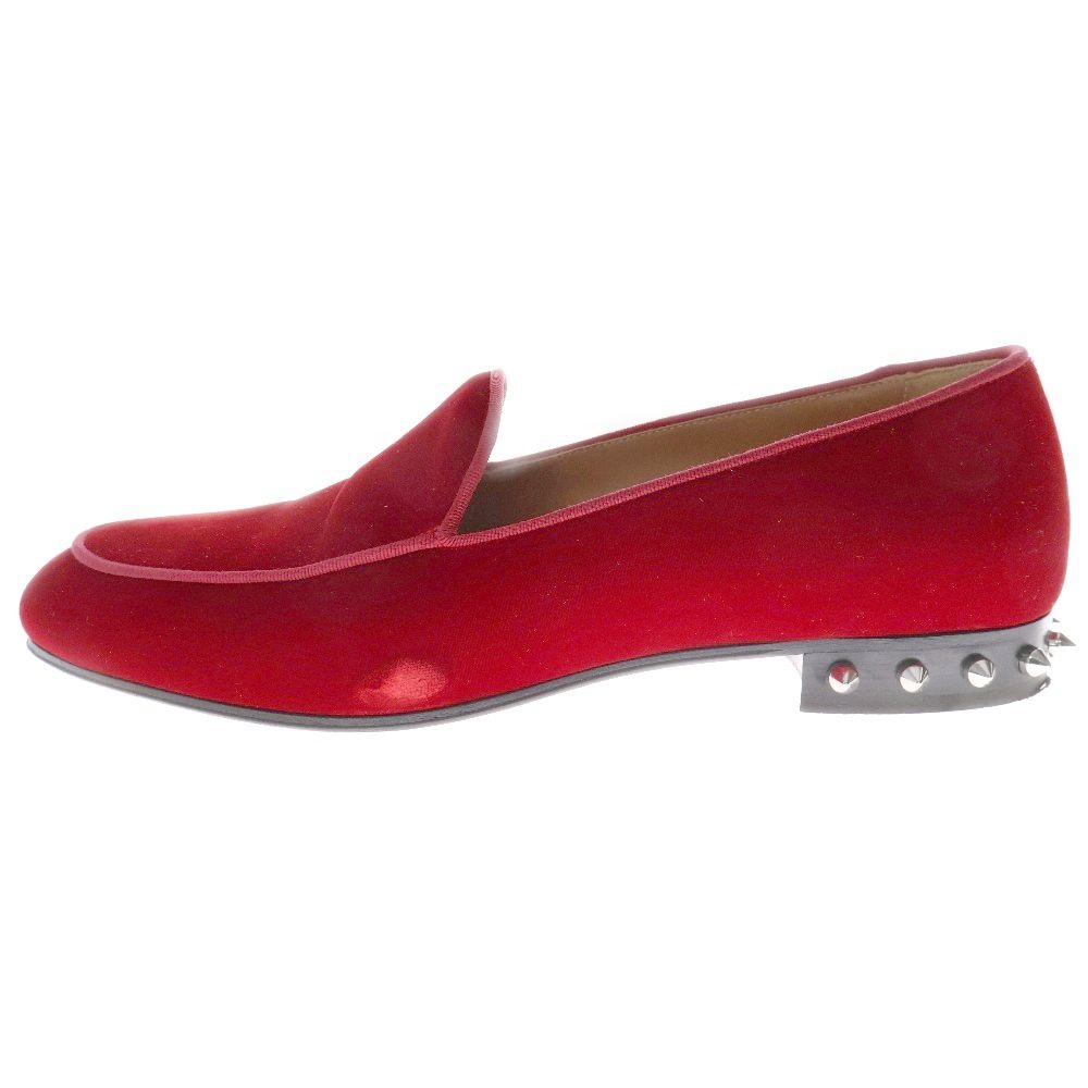 CHRISTIAN LOUBOUTIN クリスチャンルブタン NILOU FLAT VELOURS ベロア スタッズ ローファー レッド
