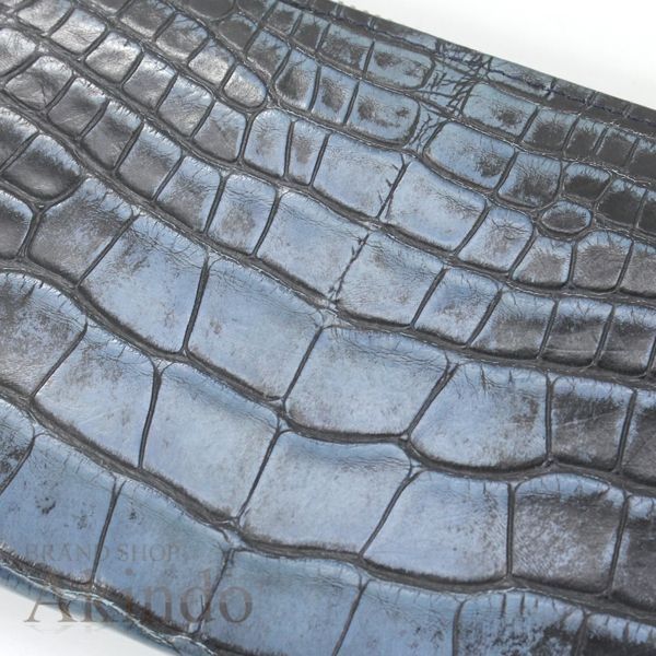 BVLGARI ワニ革　ミッドナイトブルー クロコダイル　アリゲーター長財布 BVLGARI ワニ革 ミッドナイトブルー クロコダイル アリゲーター長財布