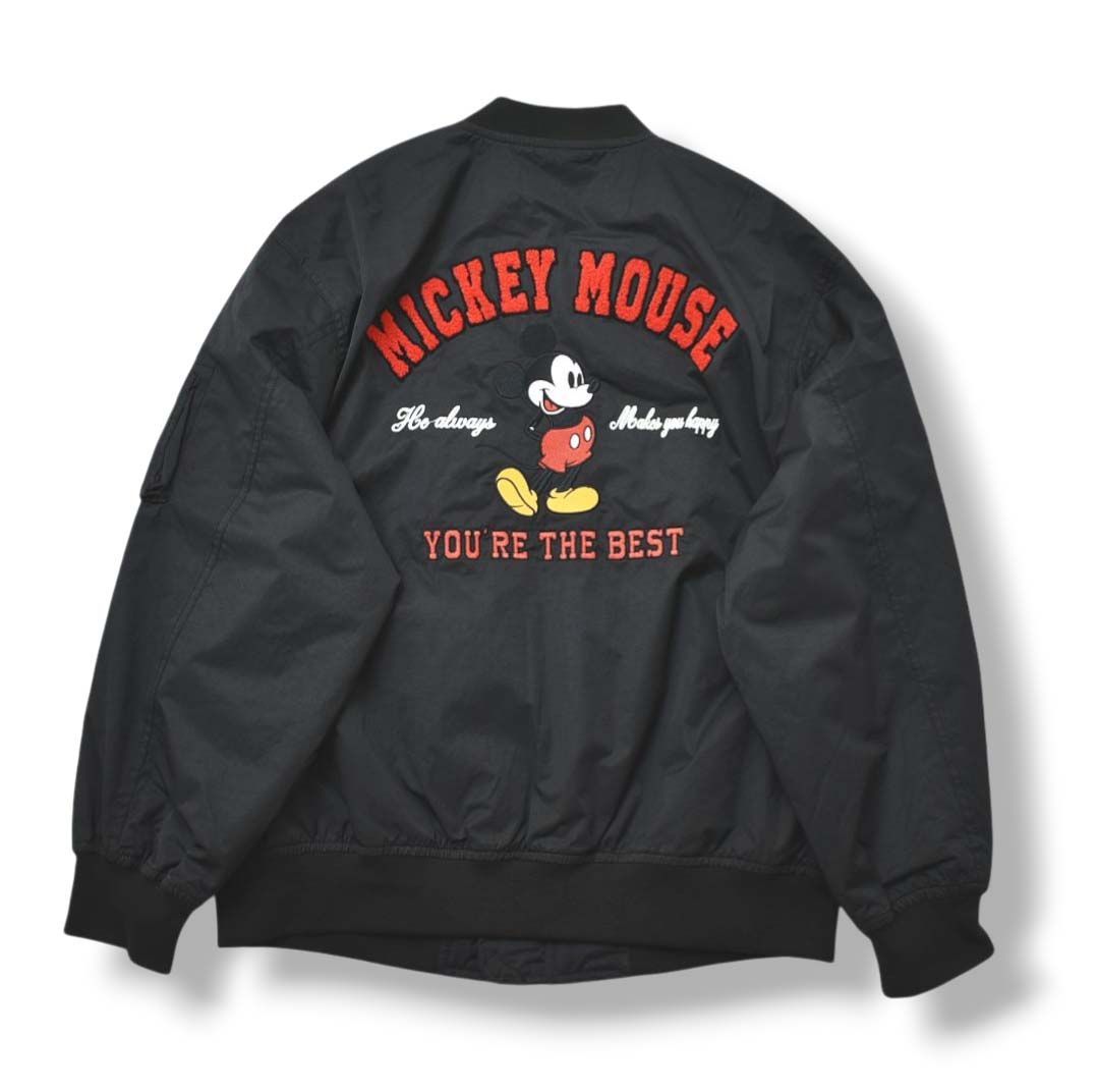 フルデコ アンティバル ANTIBAL x Disney ミッキーマウス 刺繍 MA-1 フライトジャケット L ブラック ミリタリー ナイロン ジャケット サガラワッペン アメカジ ストリート KANDAIZUMI_COM