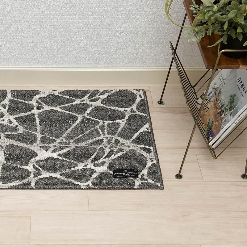 センコー PENTELIKON キッチンマット インテリアマット 約50× 120cm グレー ギリシャ製 薄手 床暖房 洗える 0