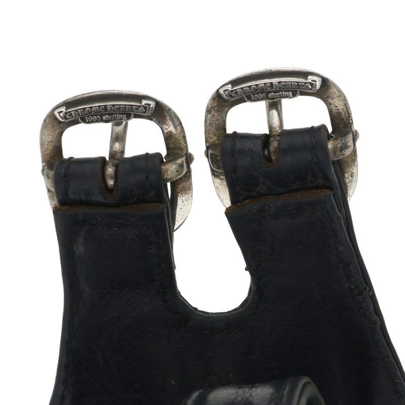 chromehearts ダブルR&Rレザーブレスレット Chrome Hearts ブラック