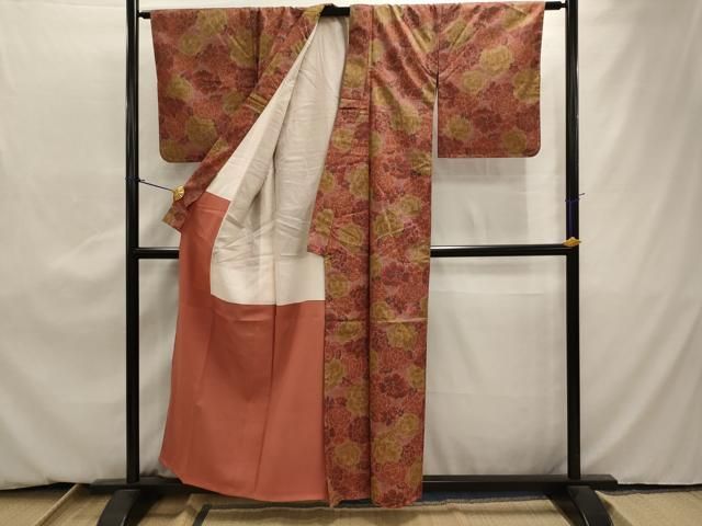 平和屋着物▽本場大島紬 単衣 7マルキ 幾何学文 正絹 逸品 AAAZ9362fy