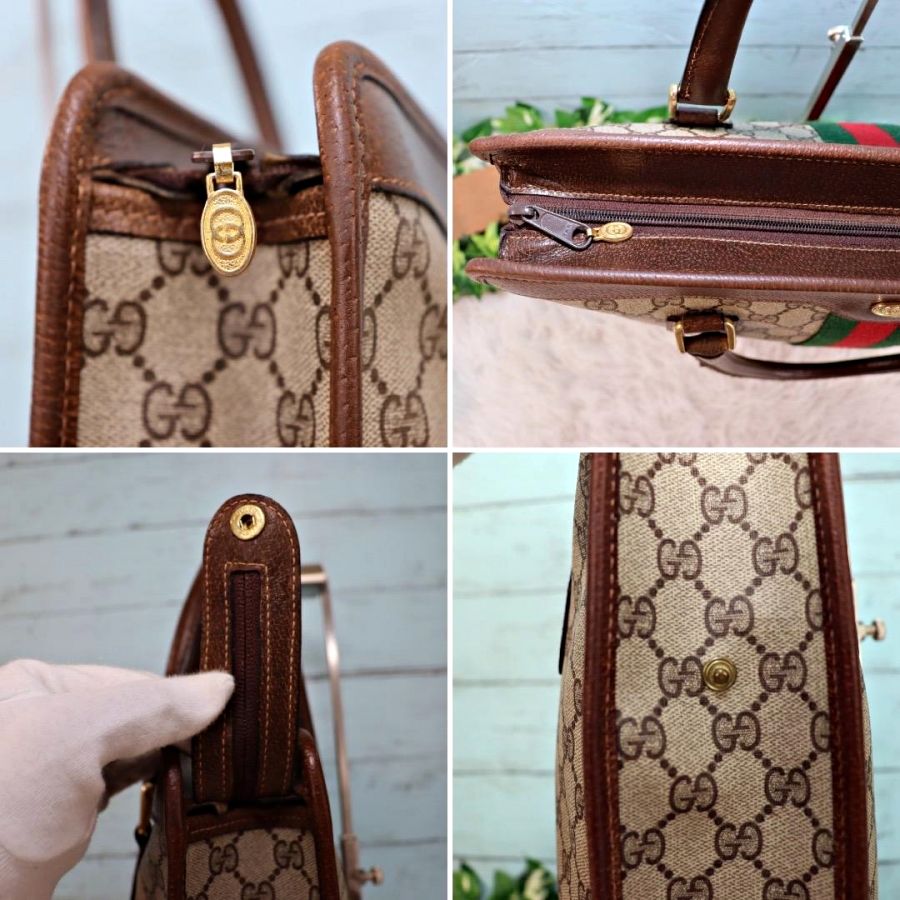 GUCCI オールドグッチ シェリーライン 大容量ハンドバッグ A4サイズ収納