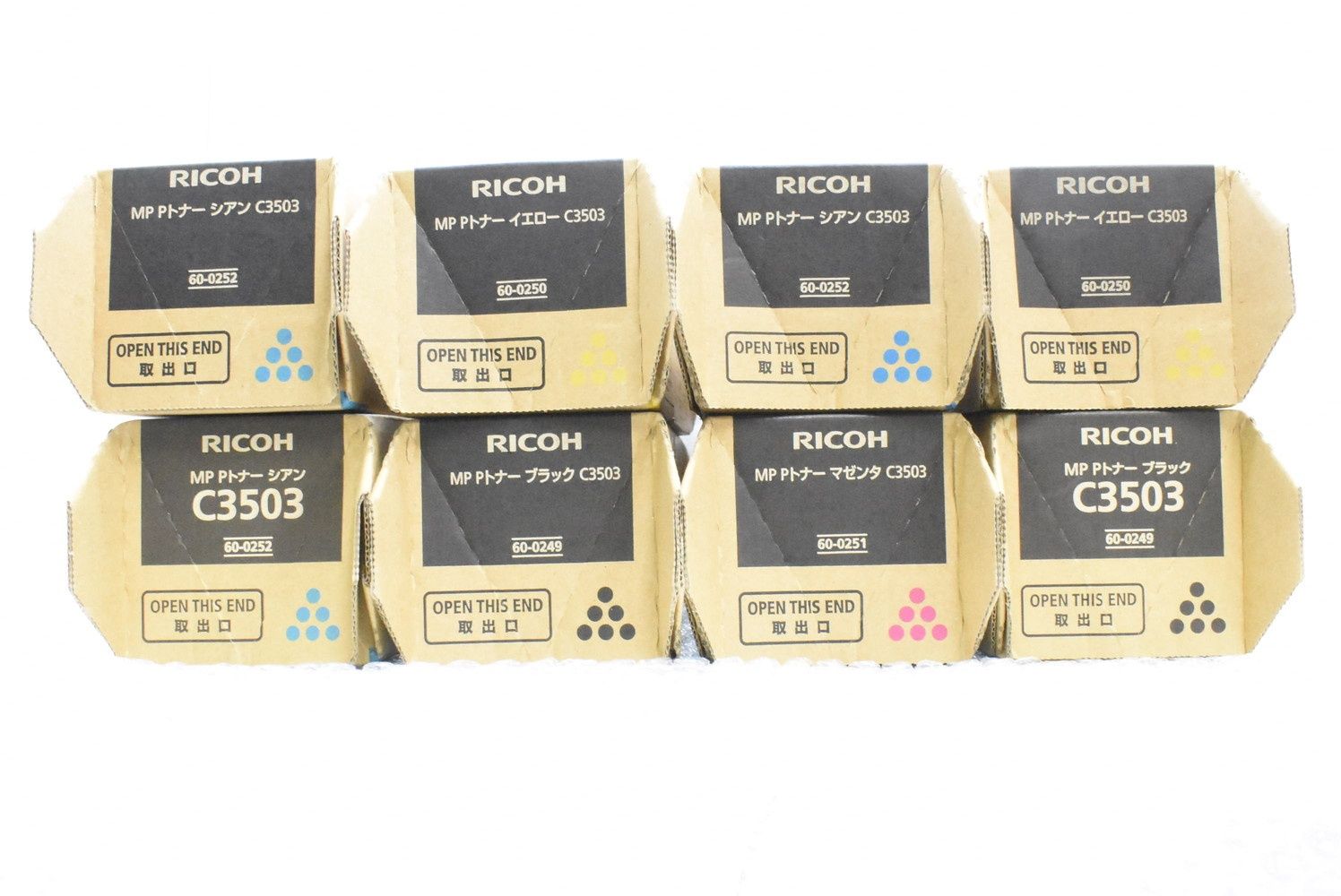 ♥ RICOH 純正 トナー C3503 4色8本 シアン マゼンタ イエロー ブラック リコー ITLHBOWTNEQC-D-N13.5-byebye