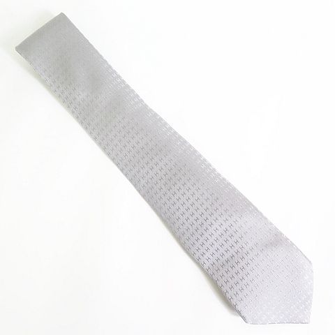 エルメス HERMES 美品 H織りタイ ネクタイ グレー AA 2sa6302