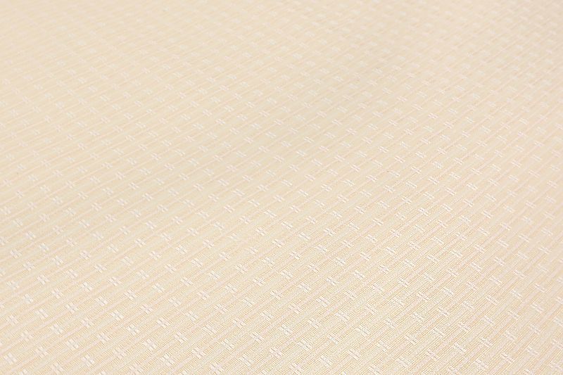 花織紬 紬 正絹 紅彩絣 白地 黄色 ベージュ 縞 絣 最高級 未仕立て 反物 お洒落着 シンプル カジュアル モダン レトロ 大正ロマ No.4-0512