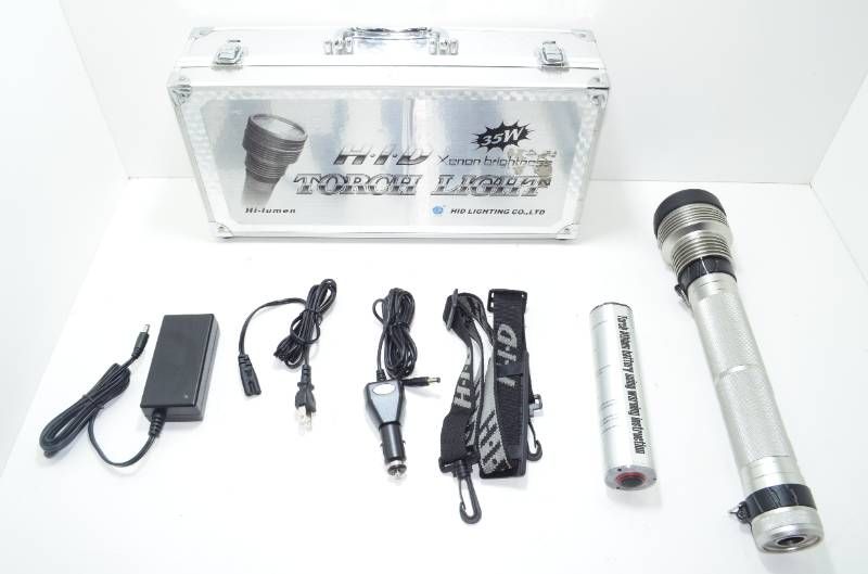 HID トーチライト 35W 高輝度キセノンライト 充電式 懐中電灯 アルミケース付き