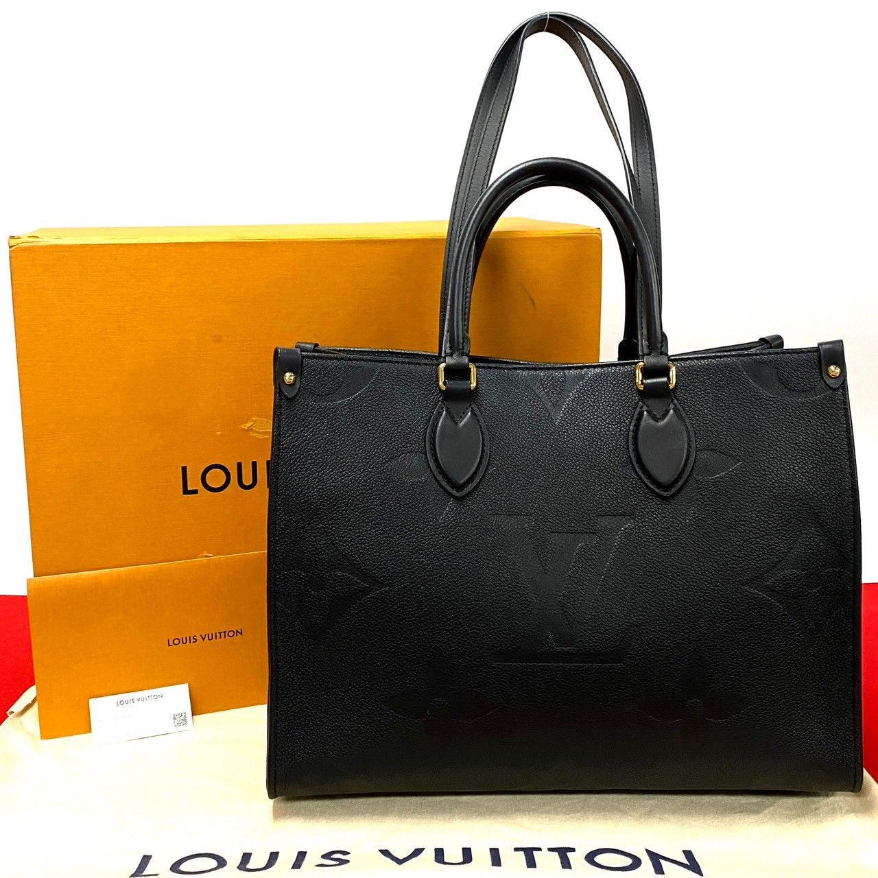 ほぼ未使用 箱 袋付 LOUIS VUITTON ルイヴィトン オンザゴー MM モノグラムアンプラント レザー トートバッグ ハンドバッグ ブラック  34282 - メルカリ