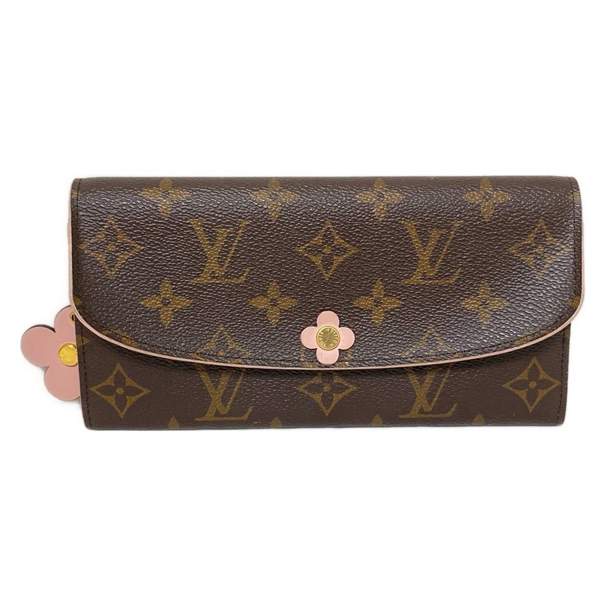 LOUIS VUITTON ルイヴィトン 長財布 ブルーミング フラワー ポルトフォイユエミリー M64202 ホットピンク イニシャル刻印