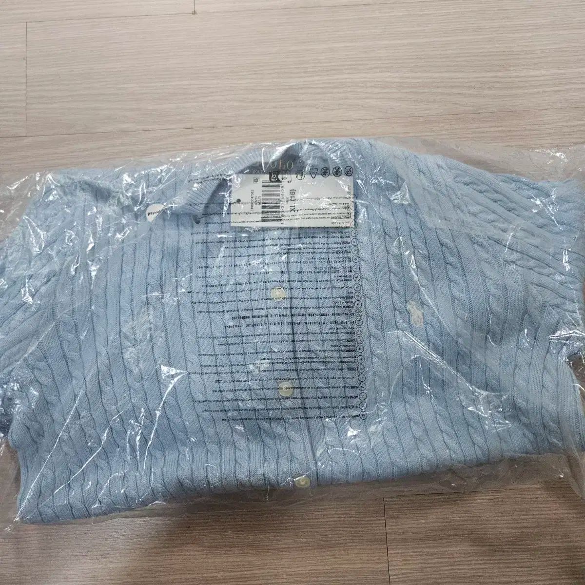 ポロ Ralph Lauren ラルフローレン ガールズ ライトブルー ケーブル ニット カーディガン XL 55 66