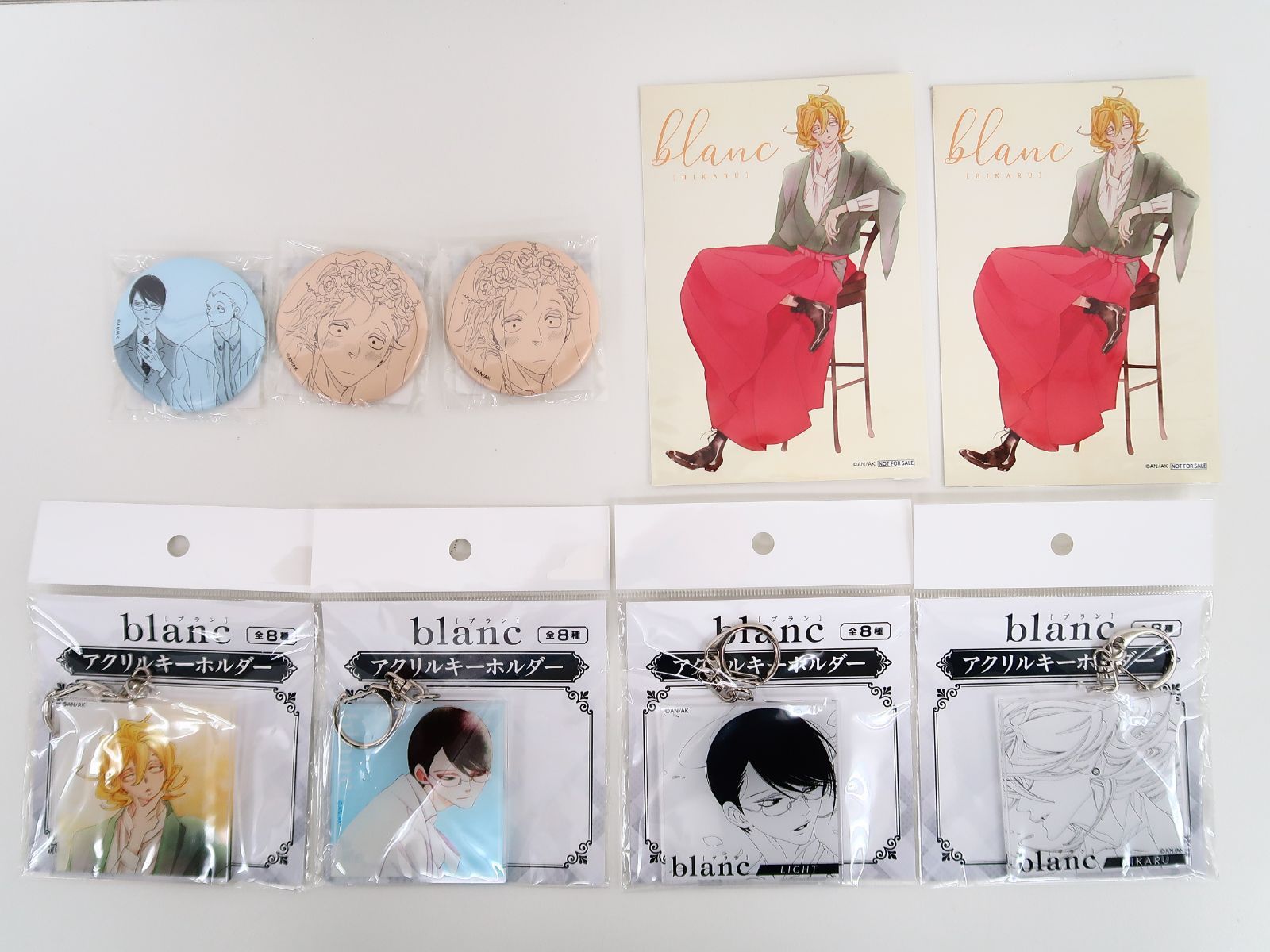 中村明日美子 アクリルキーホルダー 缶バッチ ポストカード セット blanc 中村明日美子 アクリルキーホルダー 缶バッチ ポストカード