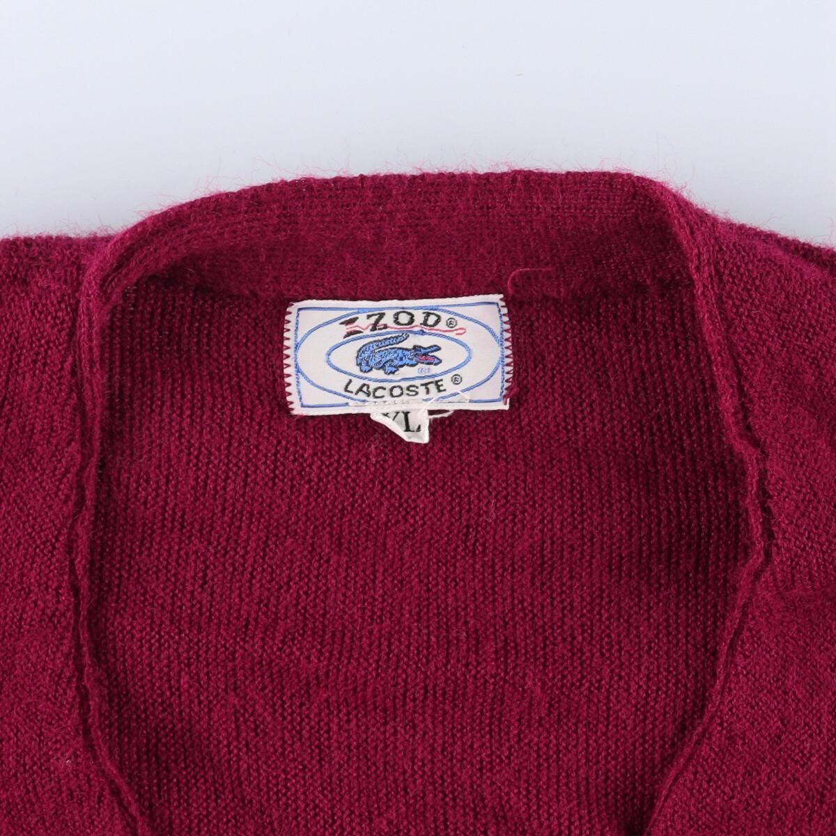 80年代 ラコステ LACOSTE IZOD アクリルニットカーディガン メンズXL