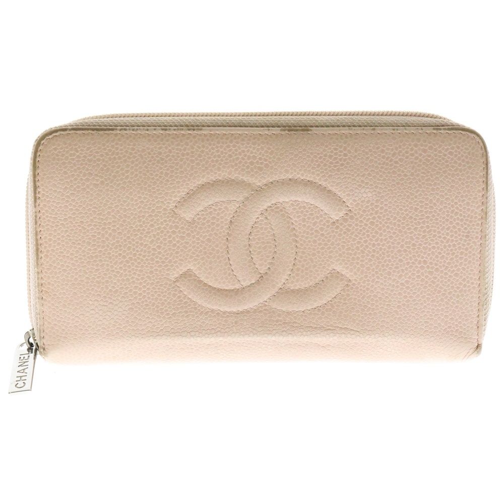 CHANEL (シャネル) キャビアスキン ココマーク ラウンドジップ
