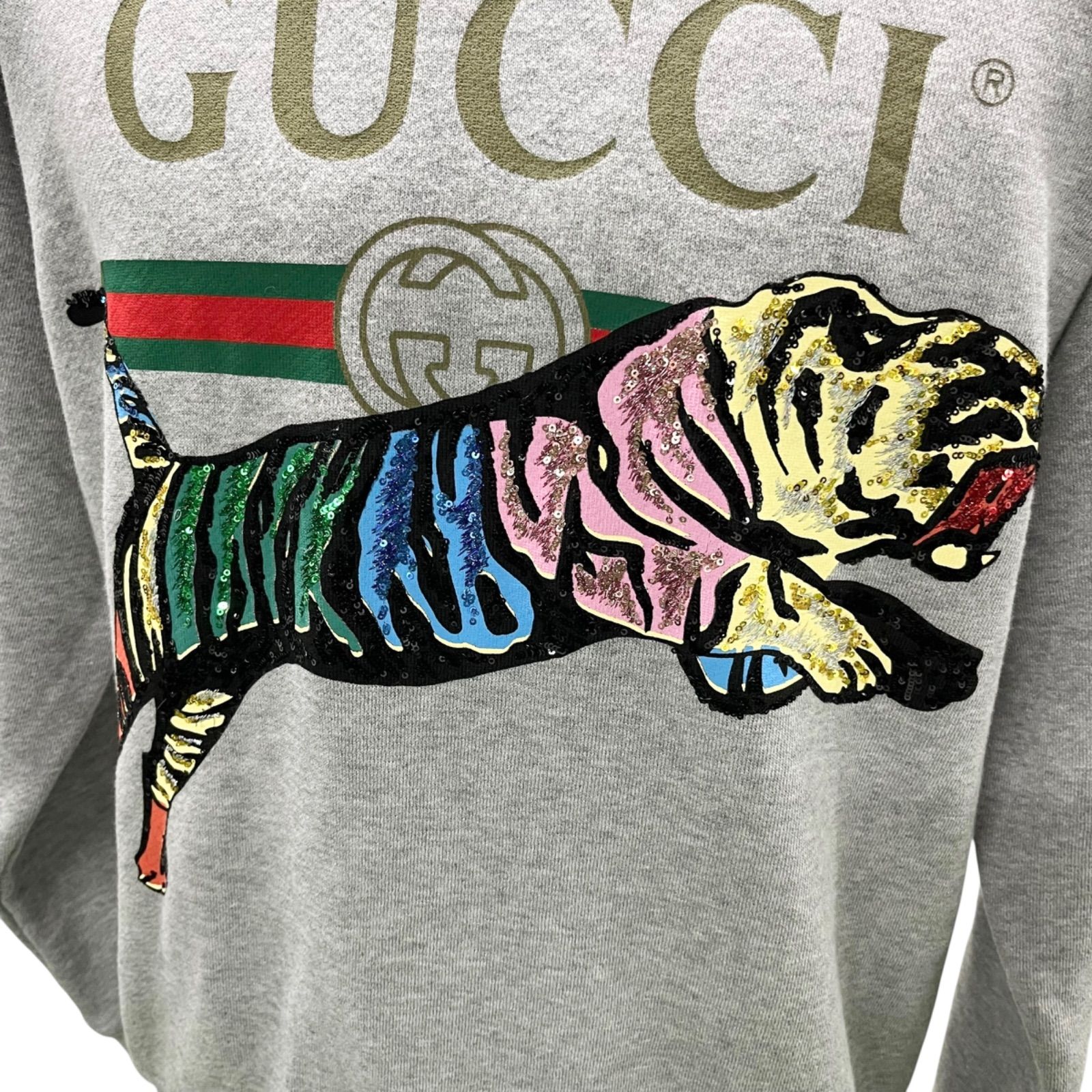 GUCCI 】グッチ タイガー スパンコール スウェット グレー XS グッチ