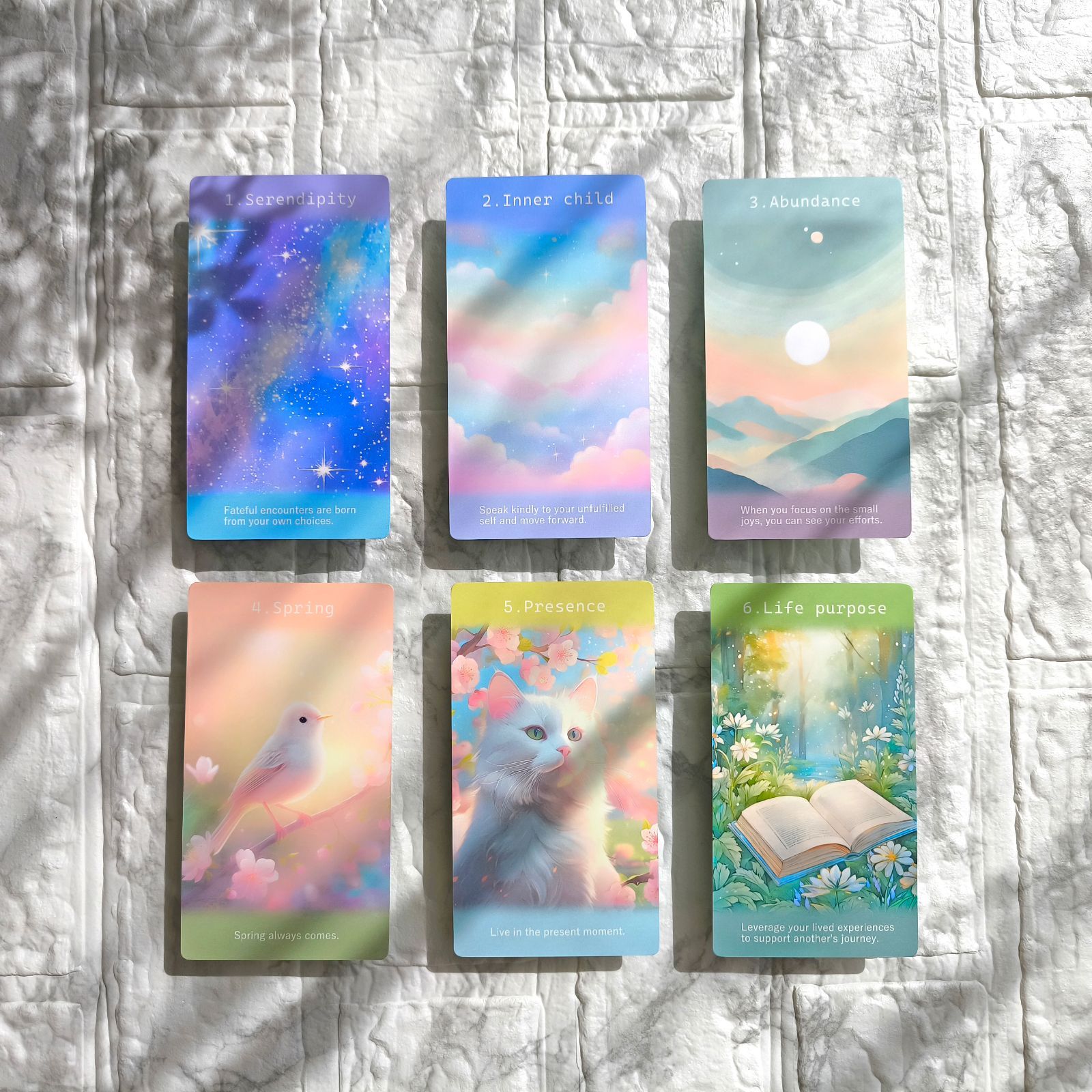 春の新作＊ネオンパステルと光あふれる女神の世界＊心理士が作る44枚組オラクルカード「ReYOU design CARDS」｜あなたのお気に入りの場所でセルフカウンセリング｜前向きで思考整理できるメッセージで疲れた心にリラックスと元気をチャージ｜マット加工版