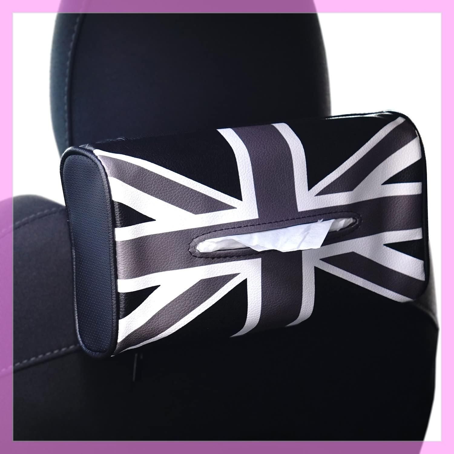 スカイベル(SKYBELL) ティッシュケース 車 ミニクーパー bmw mini 対応 アクセサリー グッズ ヘッドレスト 吊り下げ レザー 便利グッズ (ブラックジャック)