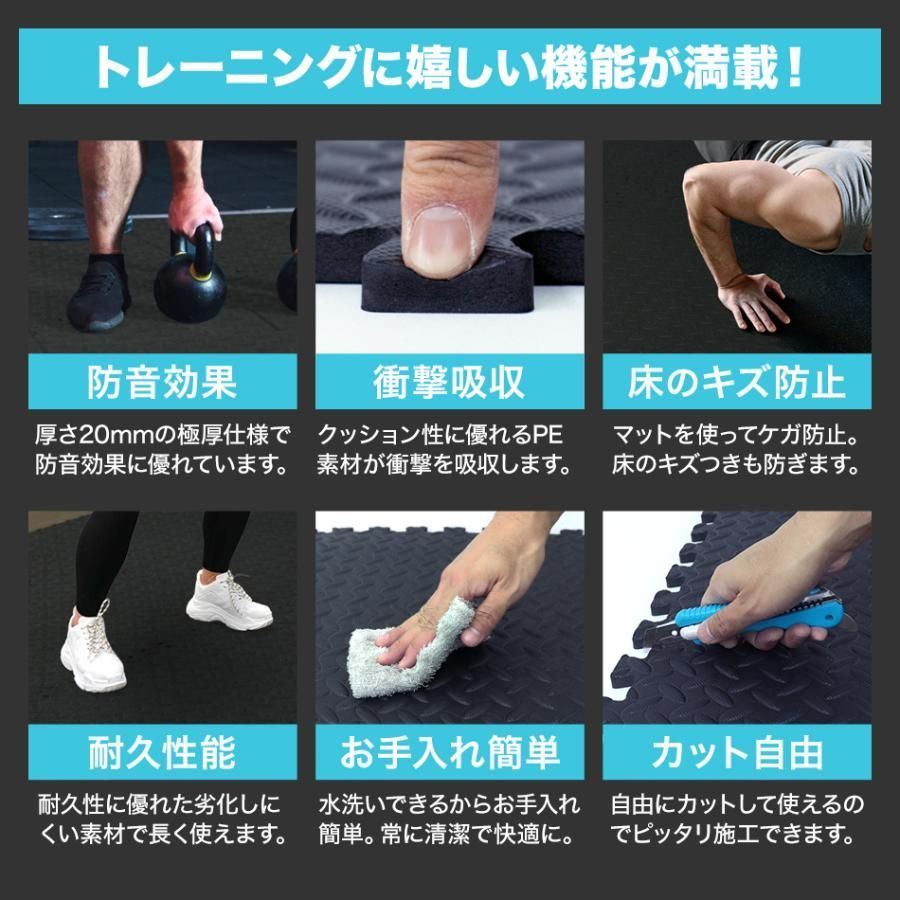 トレーニングマット ジョイントマット 大判 12畳 厚 60cm 64枚 厚さ2cm サイドパーツ付き トレーニング用 防音 防振 キズ防止 耐久 耐水 imaginif_com