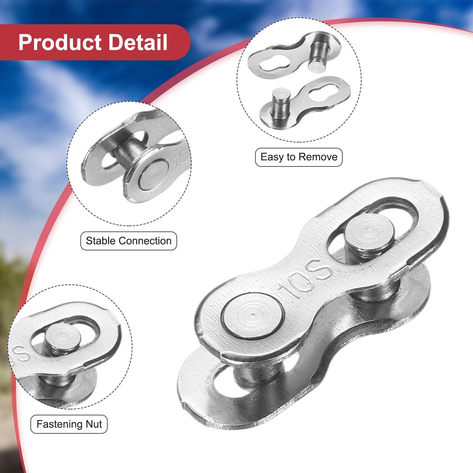 uxcell 8個 自転車ミッシングリンク10スピード再利用可能な鋼製自転車