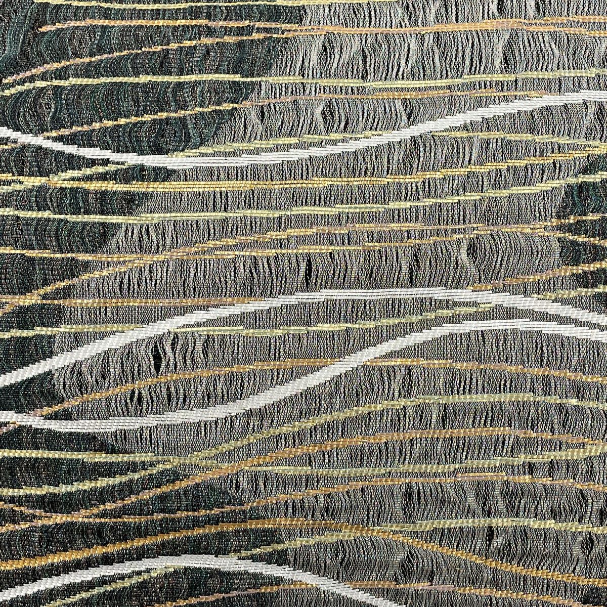 在庫一掃】 袋帯 美品 名品 幾何学 箔 墨色 六通 正絹 【中古】 袋帯 美