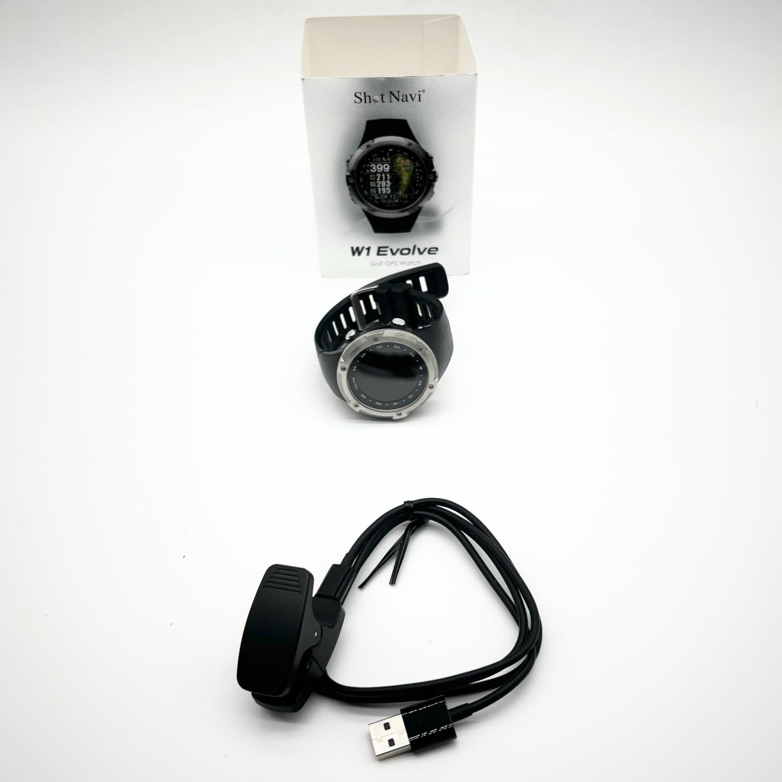 Shot Navi W1 Evolve ショットナビ ブラック×シルバー GPSゴルフナビ ゴルフ距離計 競技利用OK 高低差 フェアウェイナビ ○1569