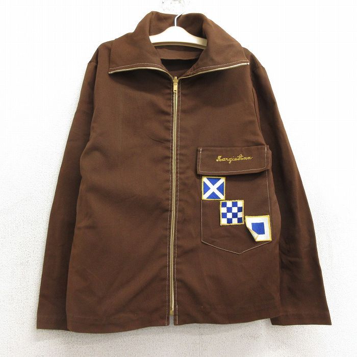 古着 長袖 シャツ ジャケット キッズ ボーイズ 子供服 80s ワッペン 茶 ブラウン 24oct24