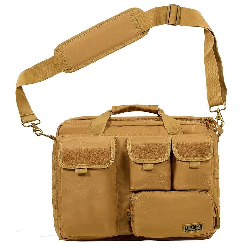 彡 サイバトロン Seibertron 防水900D ショルダーバッグ MOLLE 軍事戦術バッグ トートメッセンジャーバッグ pc laptop Computer Bag 17.3 カーキ 1