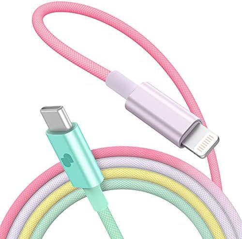 UMETRAVEL USB C - ライトニングケーブル 3.3フィート MFi認証 iPhone充電ケーブル 編組ナイロン Type C - ライトニングケーブル iPhone用電源供給対応 レインボー