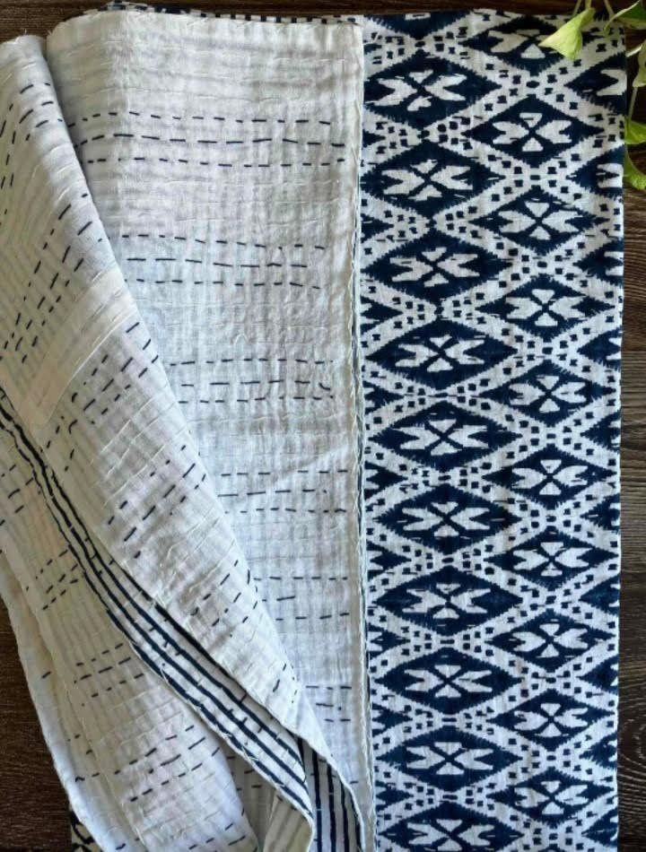 カンタキルト マルチカバー 83 Indigo-Right blue Diamond