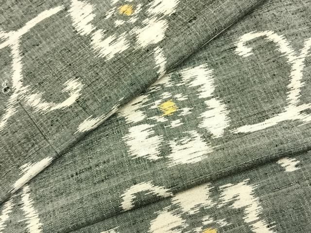 平和屋着物▽上質な紬 単衣 花唐草文 正絹 AABA7606fy