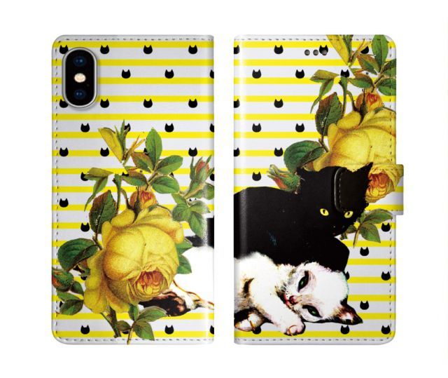 [Google Pixel 7a] iPhone16 ケース スカラー スマホケース 手帳型 iPhone16 Pro ケース アイフォン16 15 14 13 12 11 スマホカバー 全機種対応 手帳 ScoLar なかよし子猫 ネコドット お花 ストライ