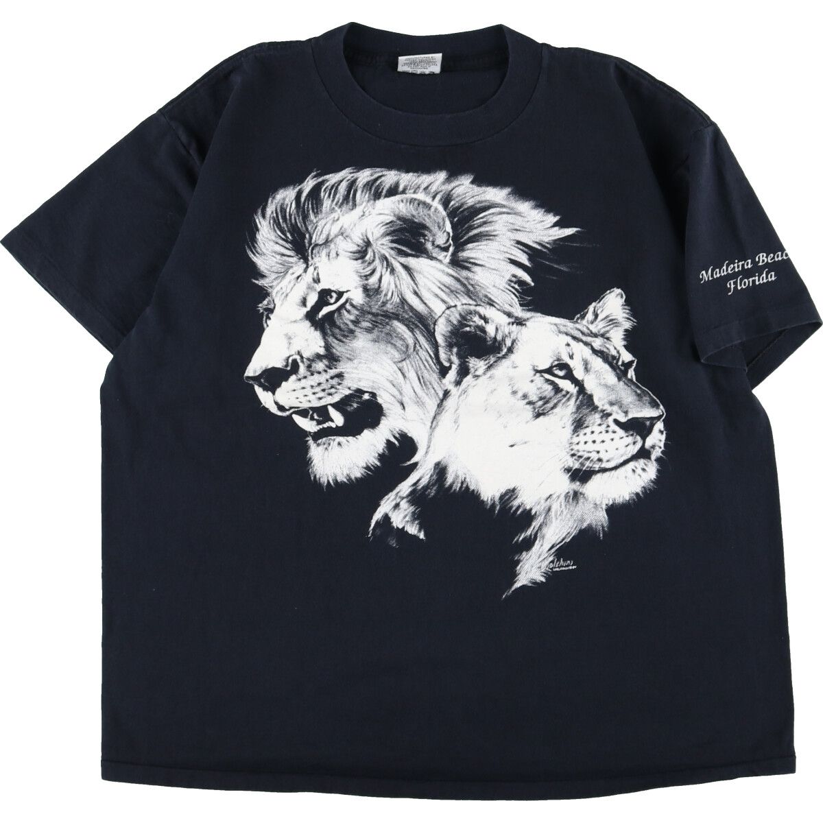 古着 90年代 Harlequin ライオン柄 虎柄 タイガー柄 アニマルプリントTシャツ USA製 メンズXL ヴィンテージ /eaa346185/eaa346185
