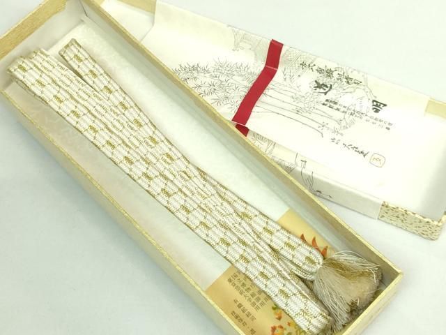 有職組紐道明　帯締め　唐組　　金糸　宮内庁御用　逸品　未使用 平和屋本店□極上 有職組紐道明 帯締め 笹浪組 金糸 宮内庁御用