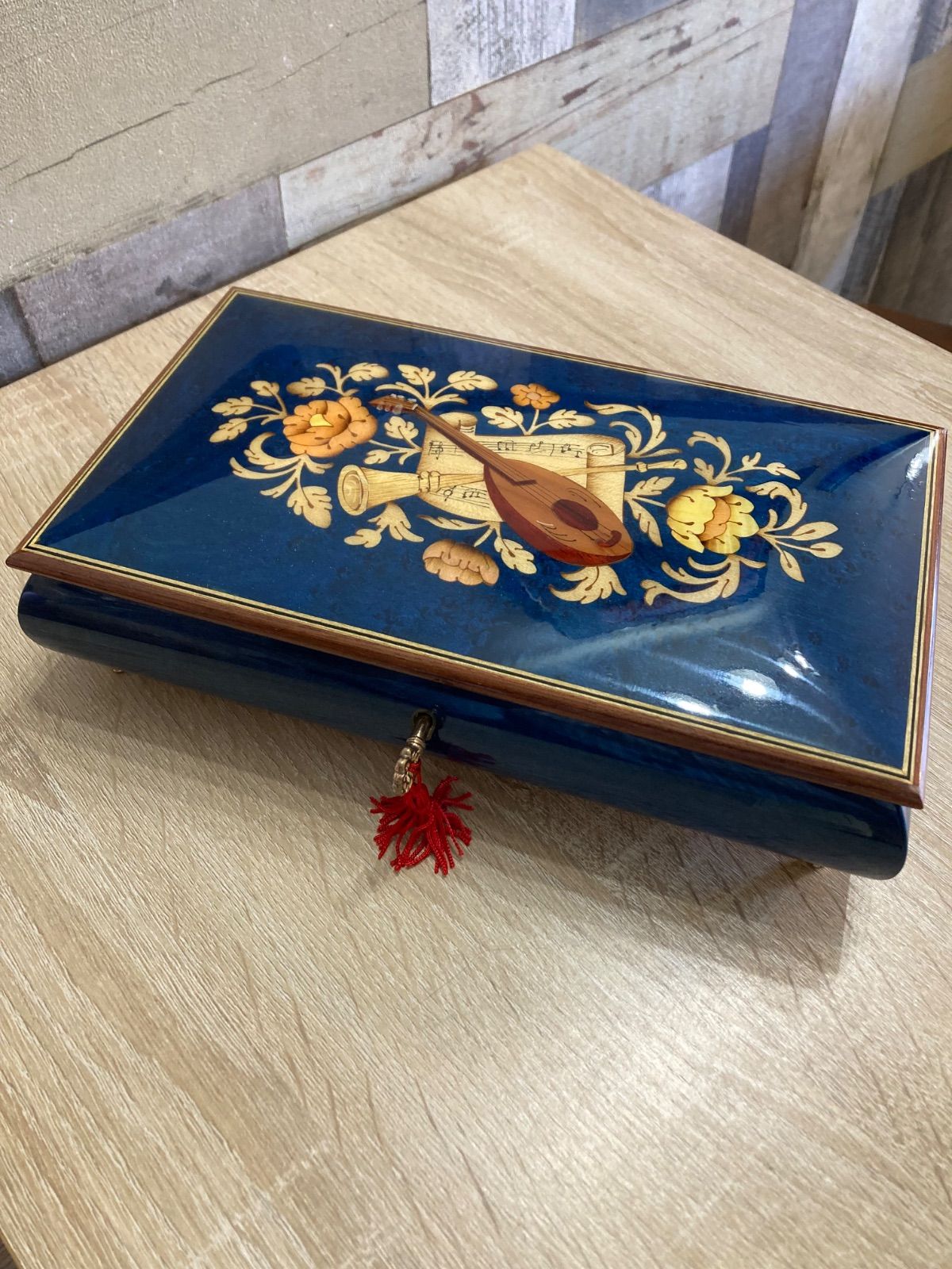 イタリア製 象嵌細工 オルゴール付き 宝石箱 傷あり特価】イタリア製