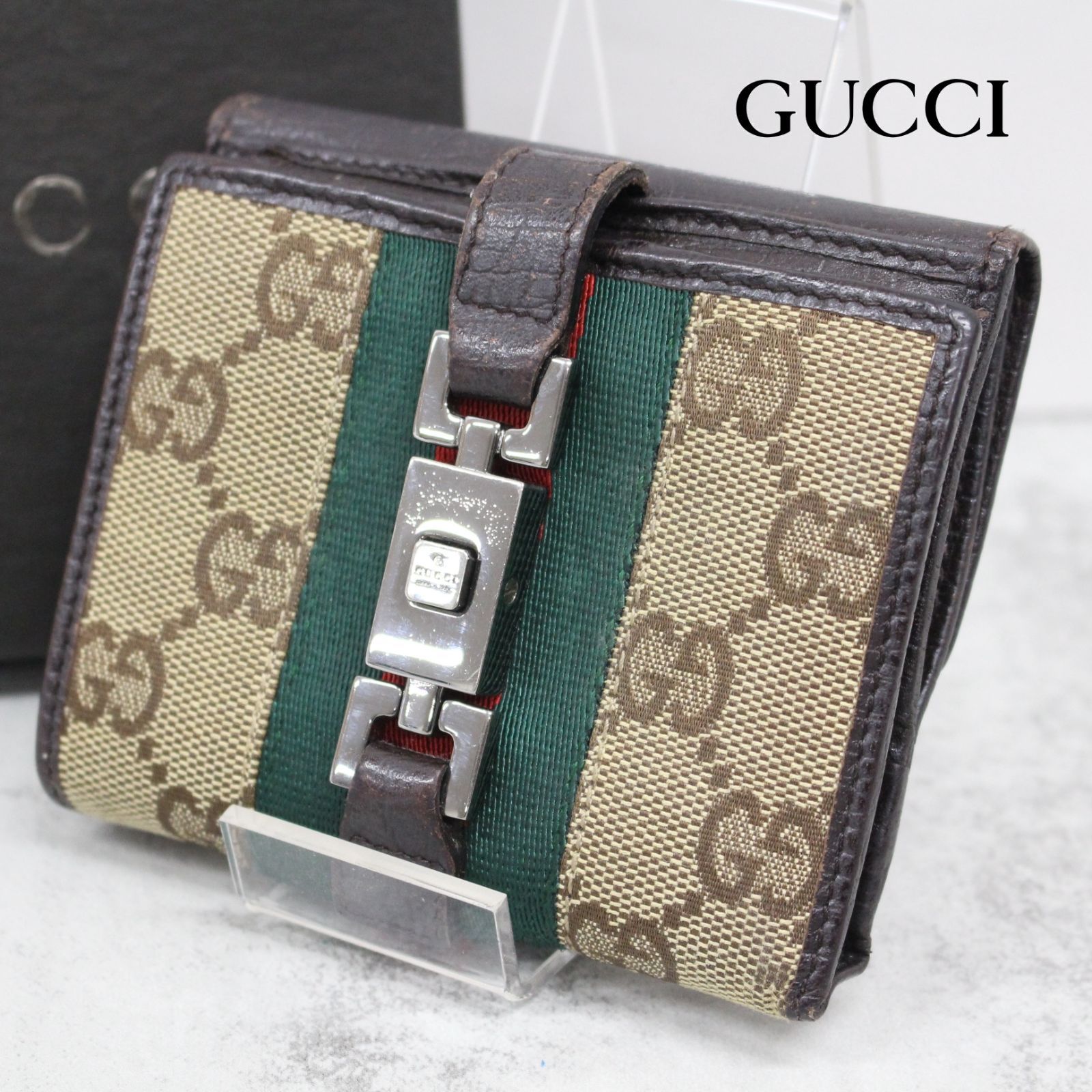 【極美品】GUCCI グッチ折り財布 シェリーライン ジャッキー GGキャンバス GUCCI グッチ 折り財布 シェリーライン ジャッキー GGキャンバス