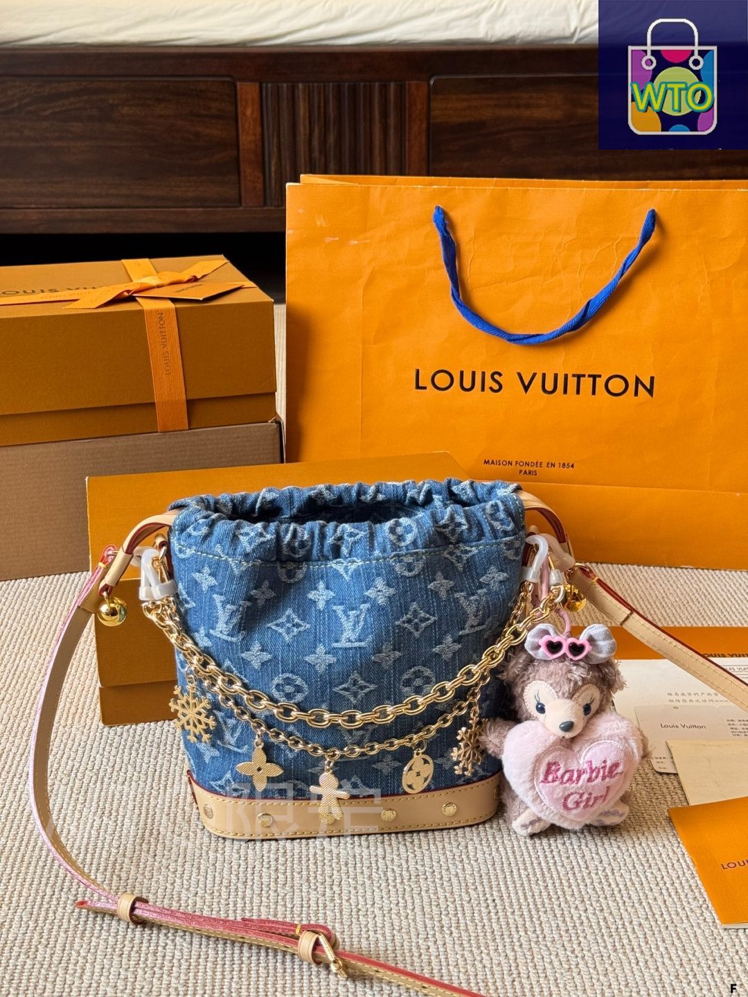 【ミニポーチ付き☆国内発】LV クロワッサン モノグラムデニム ルイヴィトン】クロワッサン モノグラム・デニム ミニポーチ付