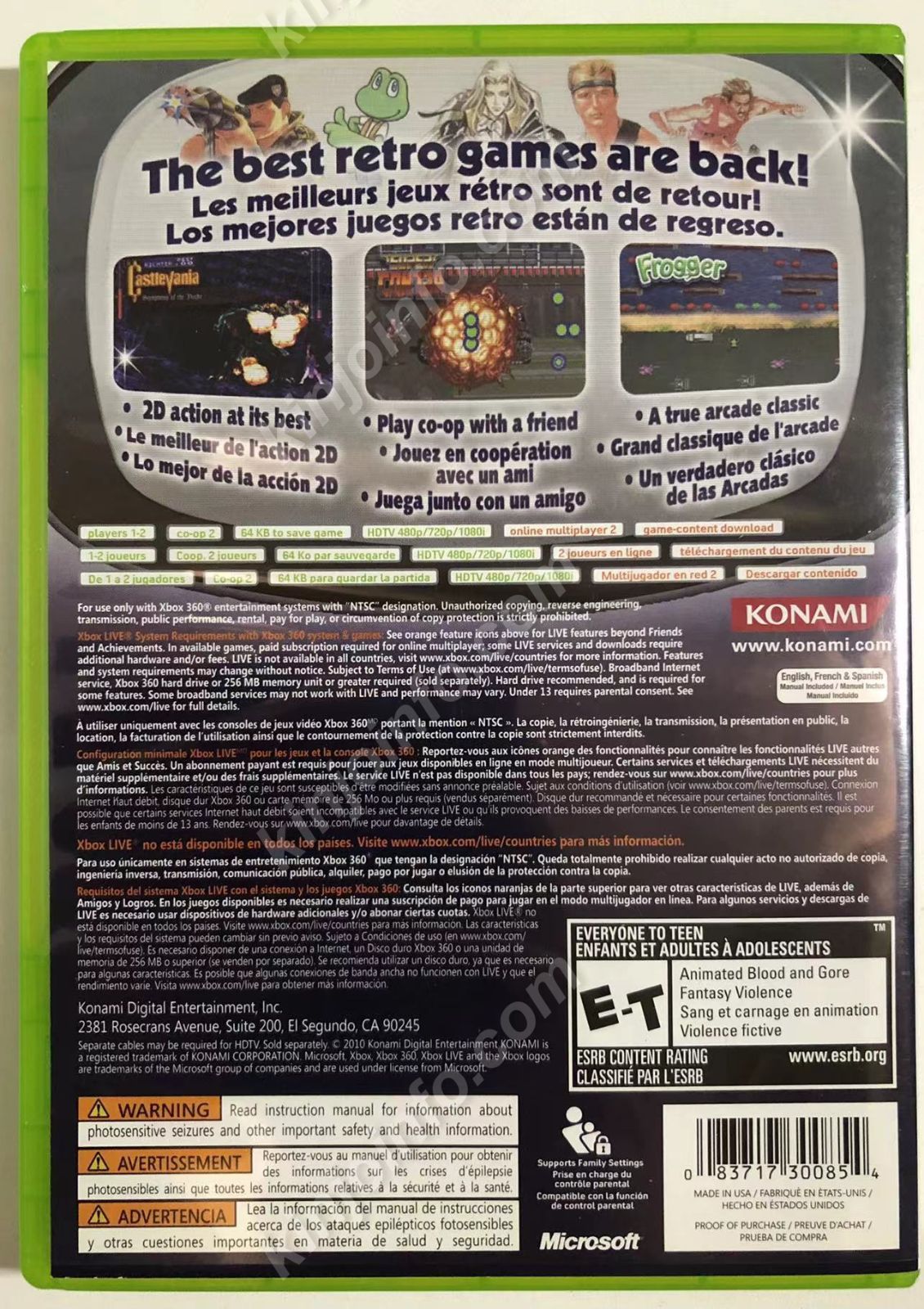 Konami Classics Vol.1【中古美品・xbox360北米版】 - メルカリ