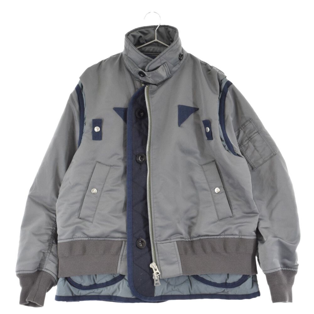 Sacai (サカイ) 22AW Nylon Twill Mix Blouson ナイロンツイル 再構築切替え ナイロンジャケット グレー  22-02824M - メルカリ