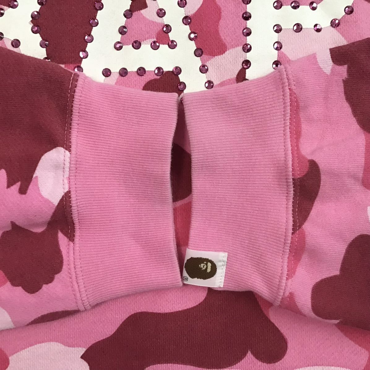 ピンク スワロフスキー BAPE LOGO 長袖 スウェット Mサイズ a bathing