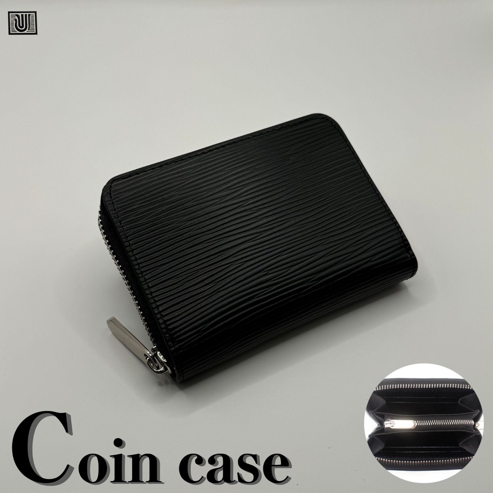 11☆優良品♪エピ  コインケース☆ブラックカラー ブラック×ブラック】エピ柄 レザー メンズ レディース ミニ財布