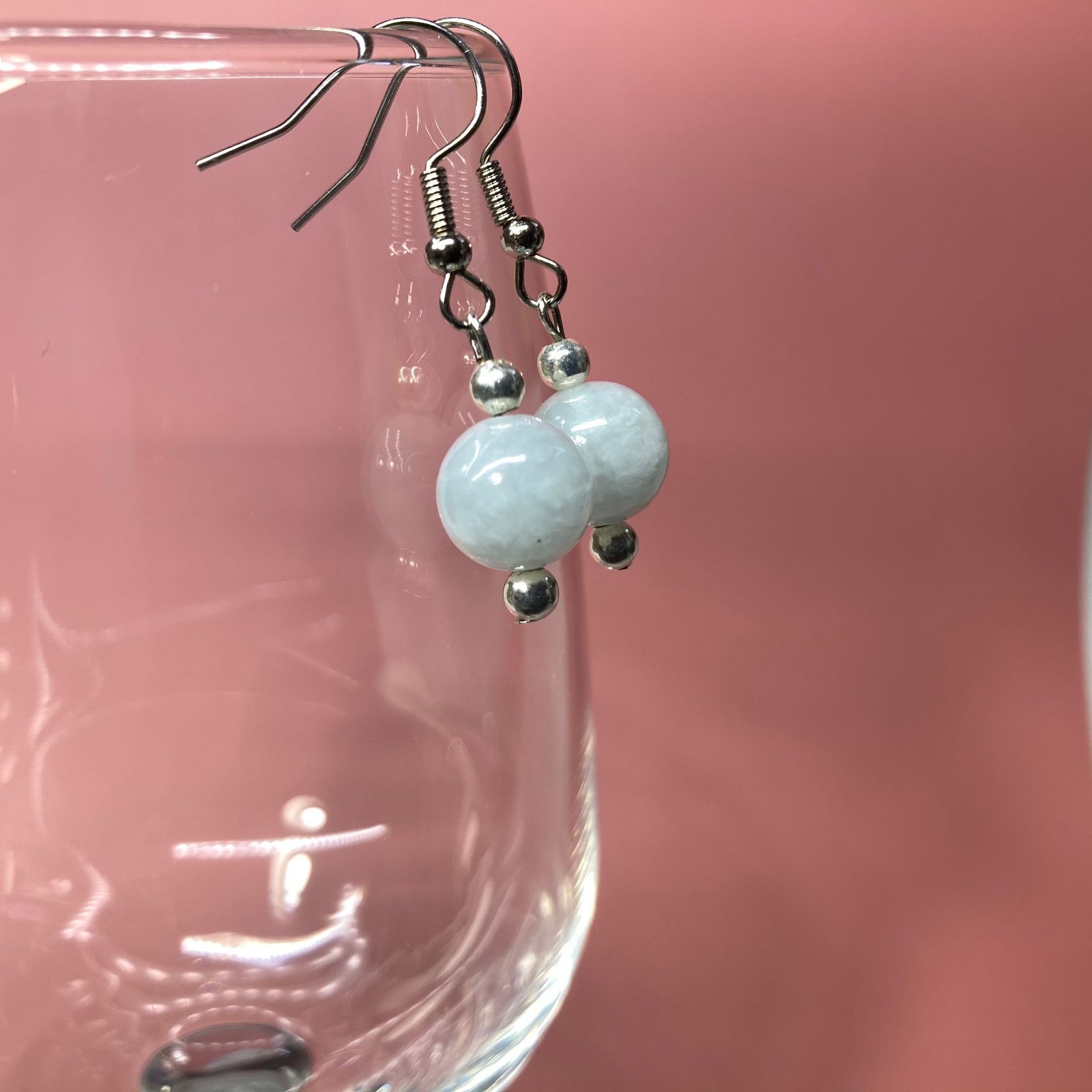 ビルマ翡翠 一粒フックピアス 10mm （シルバー） イヤリング 樹脂 