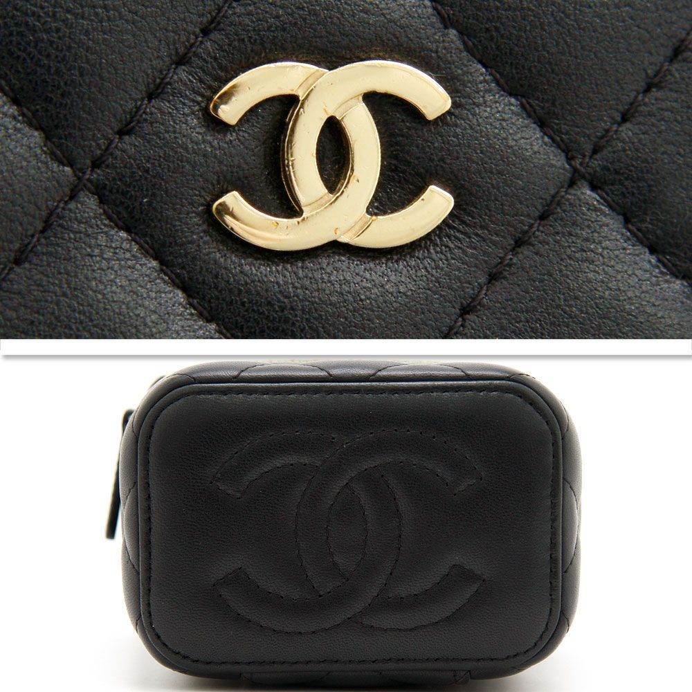 良品 CHANEL シャネル ミニ バニティバッグ マトラッセ チェーンバッグ ラムスキン AP2158 ブラック ゴールド金具 イタリア製 黒 ミニバッグ ポーチ レディース 良品 】CHANEL シャネル ミニ バニティバッグ マトラッセ チェーン