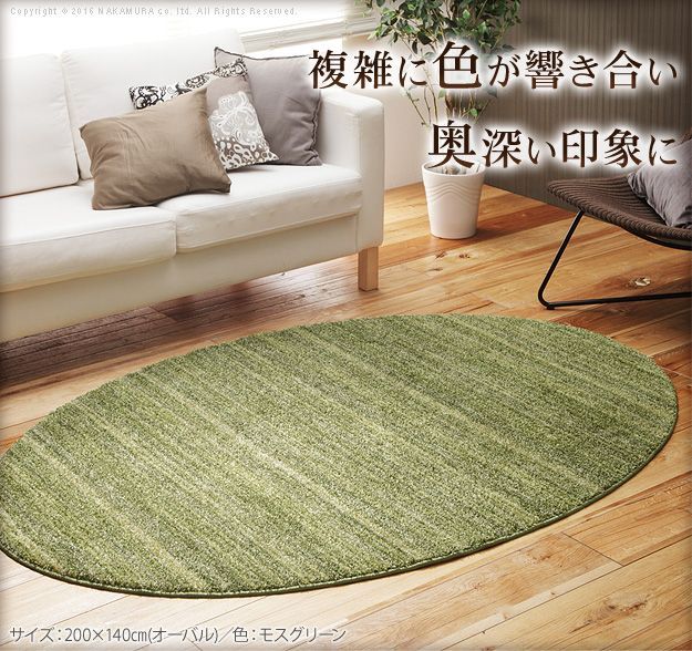 ラグ 洗える 防ダニ ミックスカラーラグ 〔ルーナ〕 オーバル型200x140cm 楕円 1.5畳 防音 防炎 カーペット ラグマット ウォッシャブル 床暖房 ホットカーペット対応 リビング 滑り止め 日本製 3