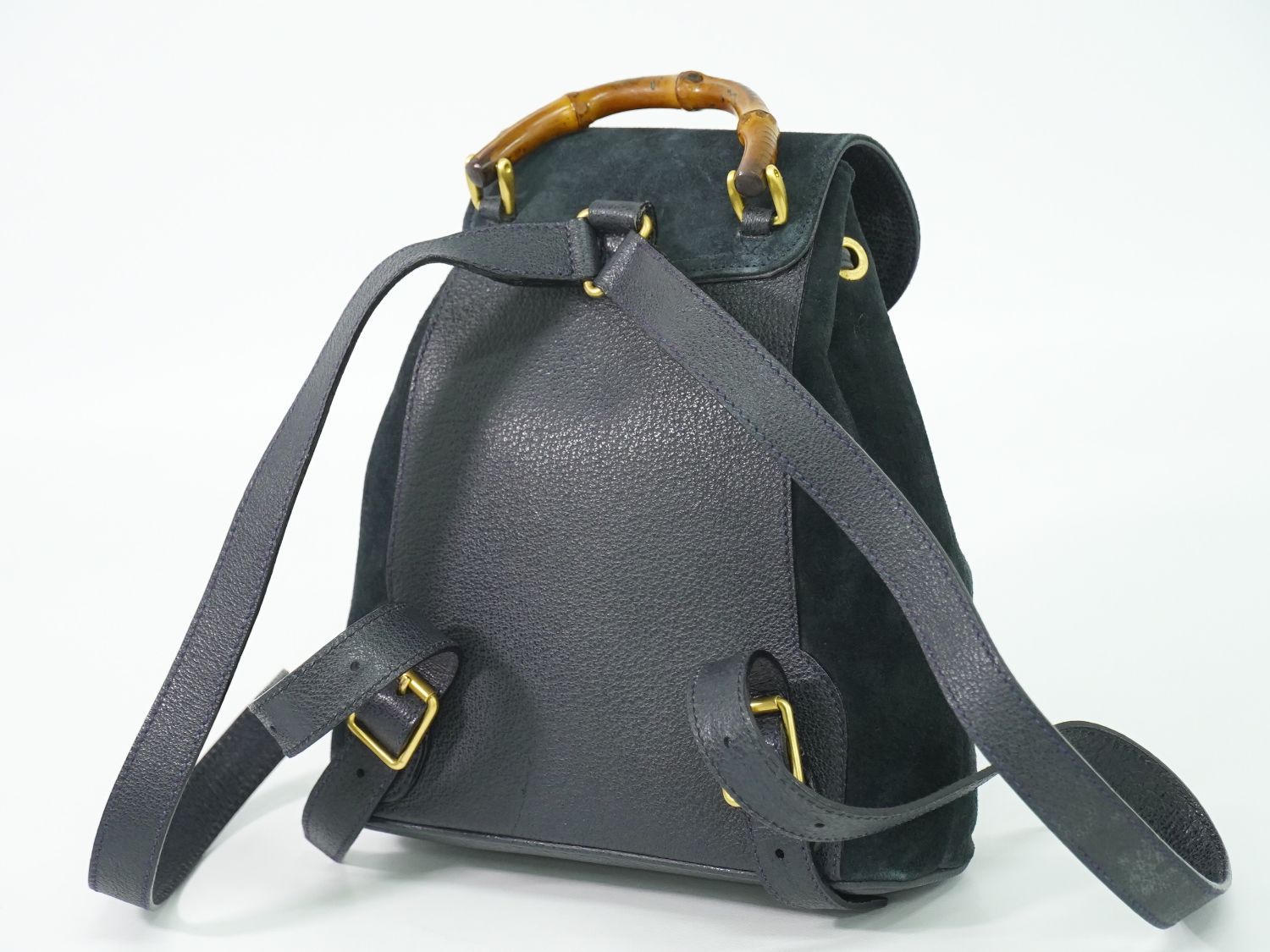 ✨美品✨　GUCCI バンブースエード バックパック ネイビー GUCCI グッチ バンブー リュックサック バックパック スエード